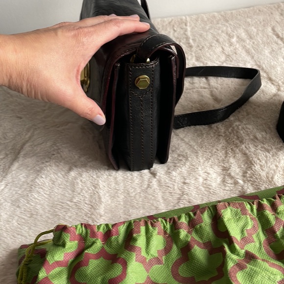 NWOT OrYanny Black Leather Handbag with Turn-lock closure. 10 L x 4 W x 6.5 H - Picture 6 of 16